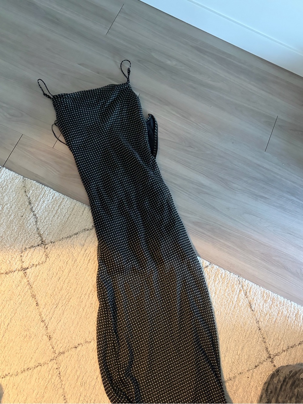 Urban Outfitters Black Polka Dot Maxi Slip Dress